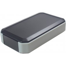 WH145-33-N-BL, WH Series Black, Grey ABS Handheld Enclosure, Integral Battery Compartment, 88 x 146 x 33mm