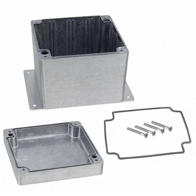 AN-2809-A, Natural Aluminum Wall Mount Die Cast Aluminum Box - External 4.75 x 4.75 x 3.99 Inches - Internal 4.38 x 4.38 x 3 ...