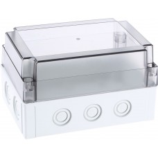 PCM 150/100 T ENCLOSURE, Grey Polycarbonate Enclosure, IP66, IP67, Clear Lid, 180 x 130 x 100mm