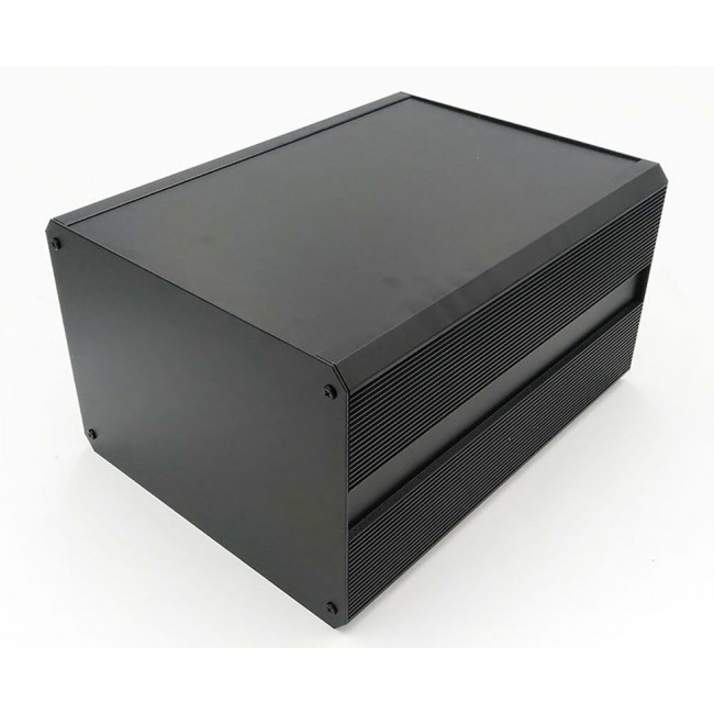 Black Extruded Aluminium Heat Sink Case, IP40, Black Lid, 400 x 300 x 219mm