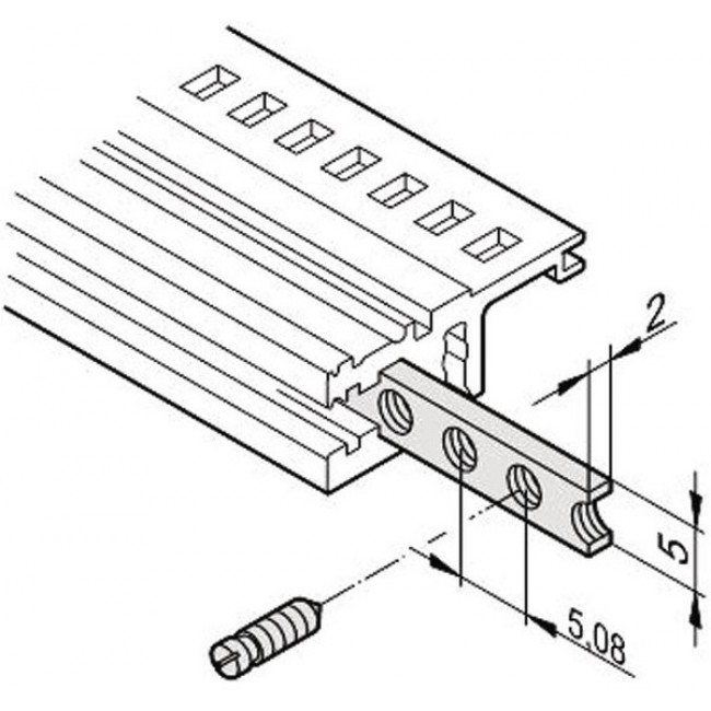 34561-363, 34561 Series Steel Mounting Rail for Use with Insulated Backplane Mounting