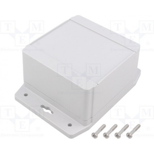 1555L2F42GY, 1555F Series RAL 7035 Light Grey Polycarbonate Enclosure, IP66, IP68, Flanged, Grey Lid, 105 x 105 x 62mm