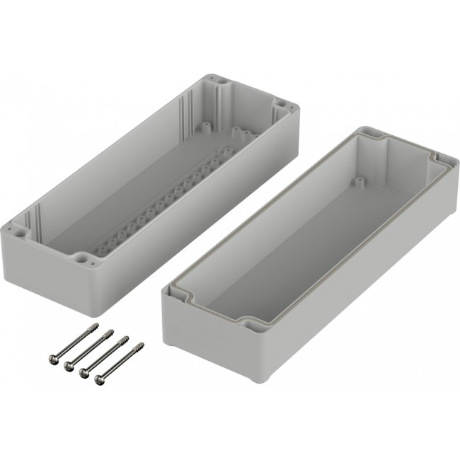 62236300, Euromas II Series Light Grey Polycarbonate General Purpose Enclosure, IP65, Light Grey Lid, 240 x 80 x 80mm