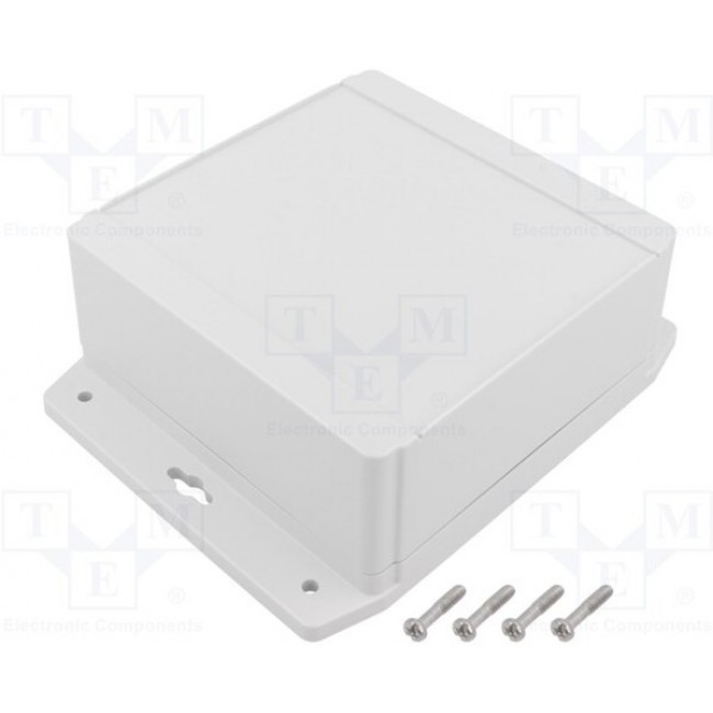 1555QF42GY, 1555F Series Grey ABS Enclosure, IP66, IP68, Flanged, Grey Lid, 140 x 140 x 62mm