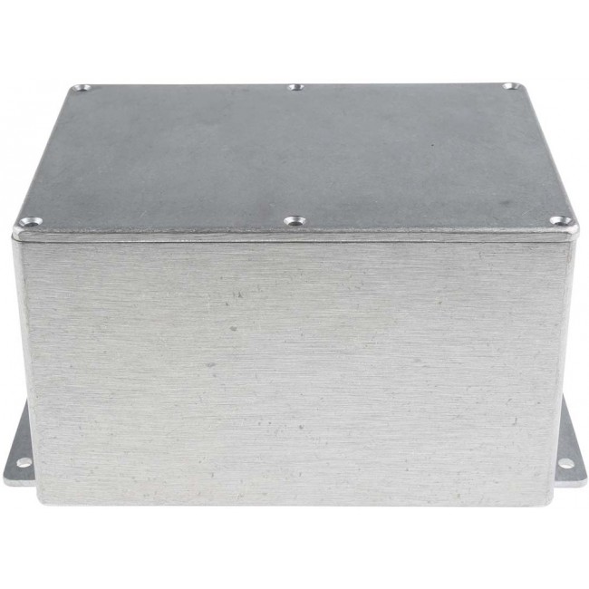 Silver Die Cast Aluminium Enclosure, Flanged, Silver Lid, 201.7 x 121.2 x 105.4mm