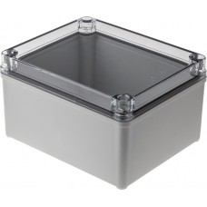 PC H 95 T ENCLOSURE, Enclosure Piccolo 170x95x140mm Light Grey / Transparent Polycarbonate IP67