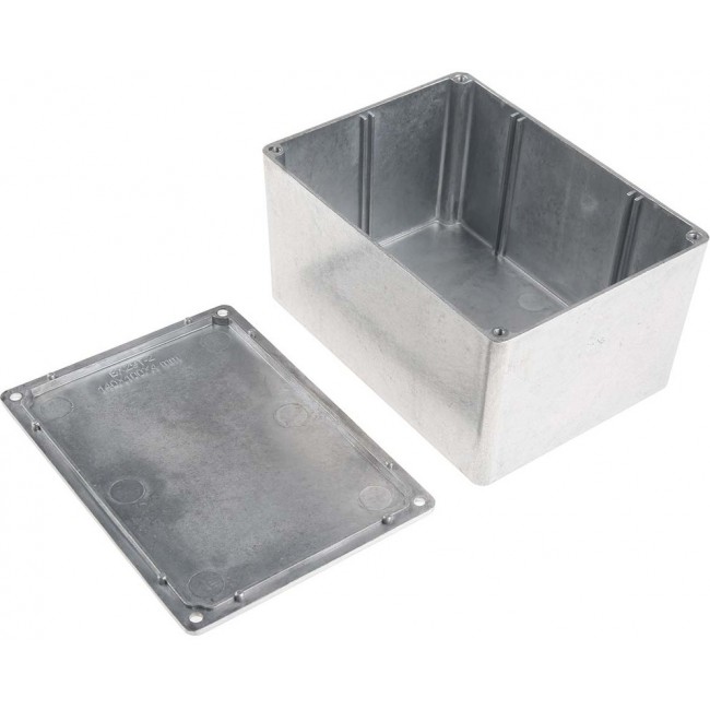 Silver Die Cast Aluminium Enclosure, Silver Lid, 139.1 x 101.5 x 76.7mm