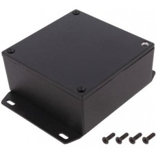 1590YFBK, Box Aluminum Black Cover Included 3.622" L x 3.622" W (92.00mm x 92.00mm) X 1.713" (43.51mm)