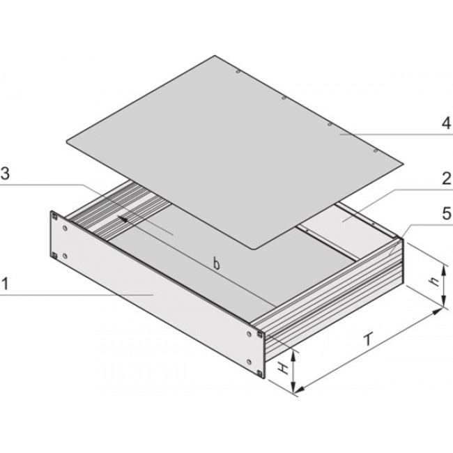 19 inch insert, 2 U, (W x H x D) 403 x 88.1 x 220 mm, aluminum, silver, 20860-604