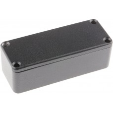 Black Die Cast Aluminium Enclosure, Black Lid, 89.1 x 35 x 30.3mm