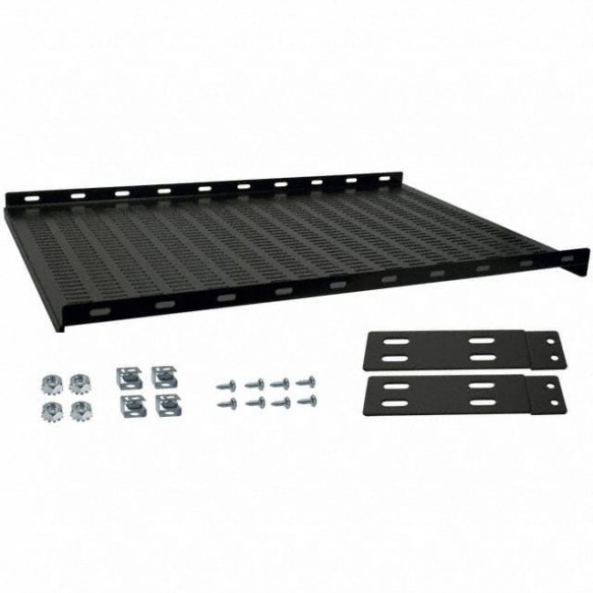 SH-2386, Smooth Black 16 Gauge Steel Ventilated Panel Mount Rack Shelf