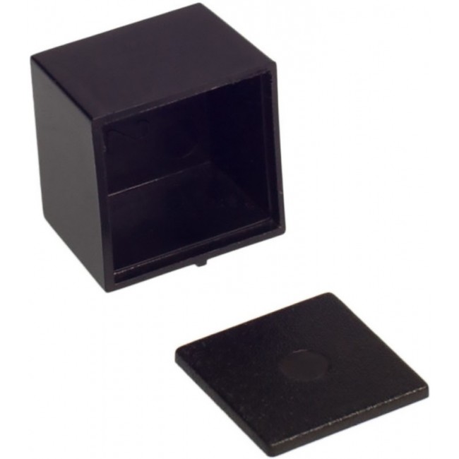 Black ABS Enclosure, IP52, Black Lid, 22.1 x 22.2 x 16.5mm