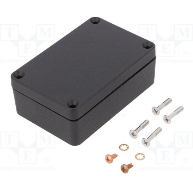 1590Z062BK, 1590Z Series Black Die Cast Aluminium Alloy Enclosure, IP68, Flanged, Black Lid, 98 x 64 x 34mm