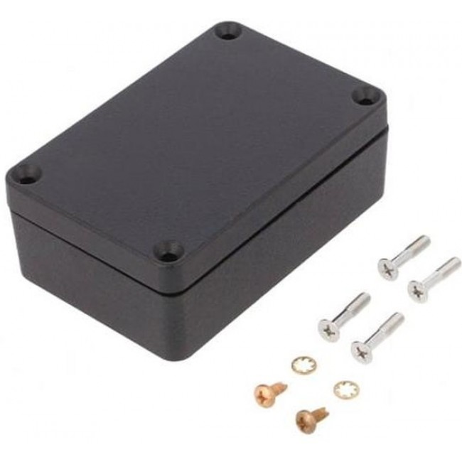 1590Z062BK, 1590Z Series Black Die Cast Aluminium Alloy Enclosure, IP68, Flanged, Black Lid, 98 x 64 x 34mm