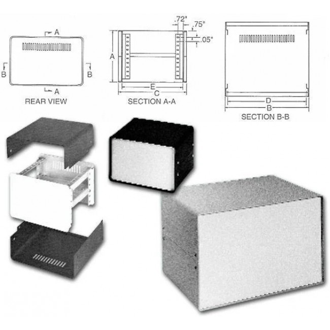 CS-11206-BT, Black Texture Aluminum Electronics Cabinet - External 4 x 12 x 8 Inches - Internal 3.87 x 11.37 x 7.14 Inches