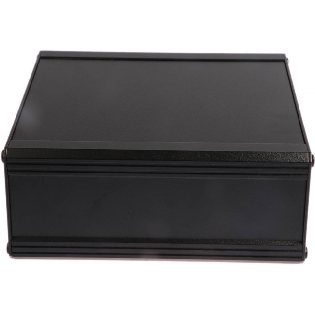 Black Extruded Aluminium Heat Sink Case, IP40, Black Lid, 200 x 200 x 41mm