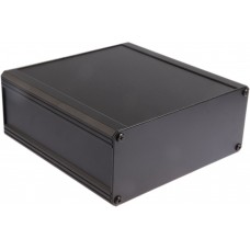 Black Extruded Aluminium Heat Sink Case, IP40, Black Lid, 200 x 200 x 41mm