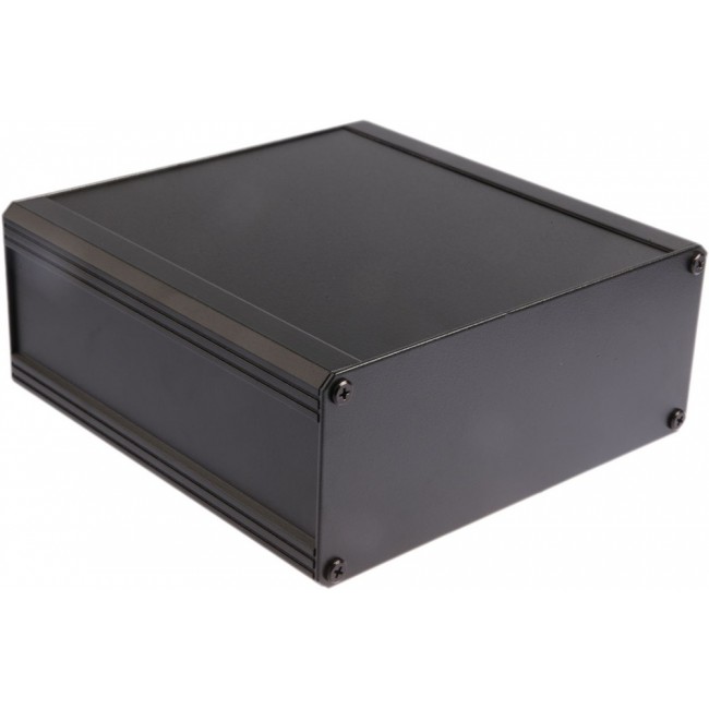 Black Extruded Aluminium Heat Sink Case, IP40, Black Lid, 200 x 200 x 41mm