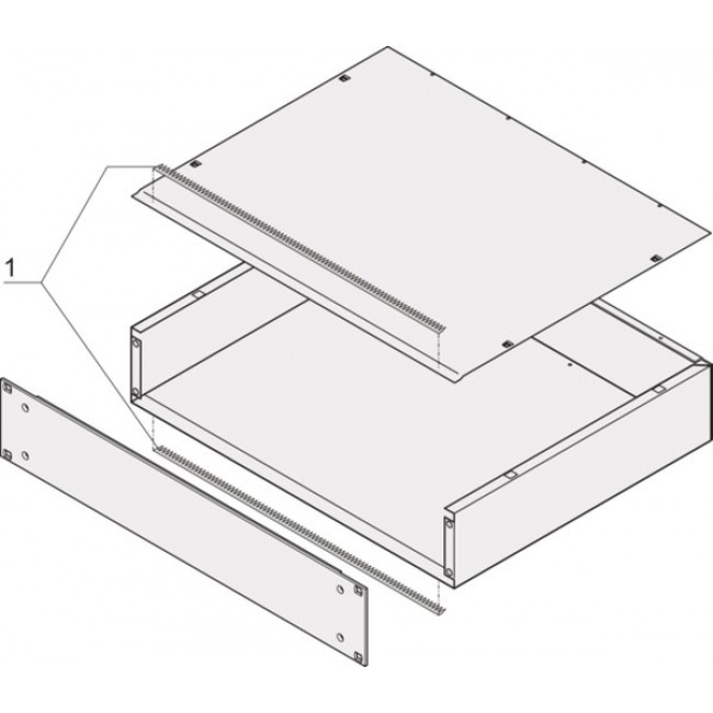 19 inch insert, 1 U, (W x H x D) 447 x 43.7 x 280 mm, steel, natural, 20860-121