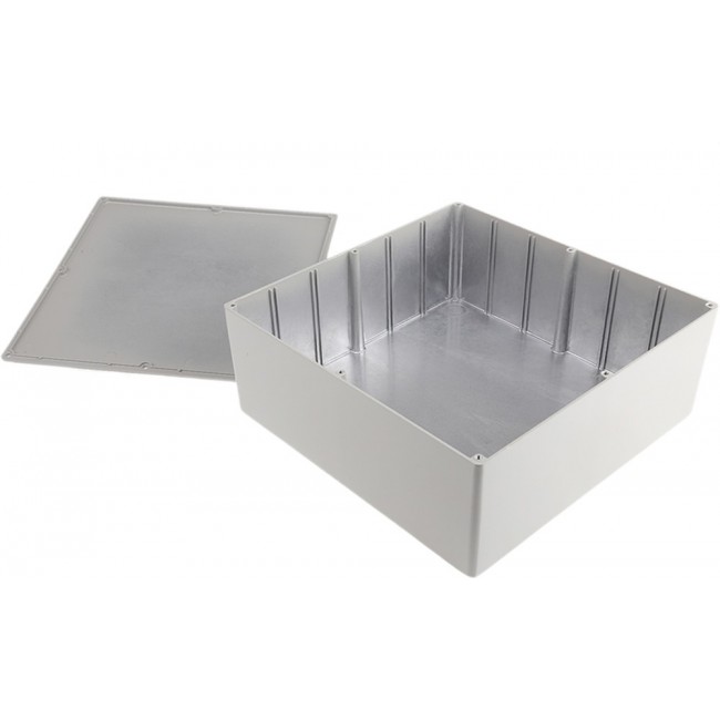 Grey Die Cast Aluminium Enclosure, Grey Lid, 250 x 250 x 100mm