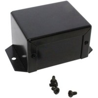 1411FBBBK, Enclosures, Boxes, & Cases Utility Enclosure - 2.7 x 2.2 x 1.6" - Aluminum Black w/ Flanges