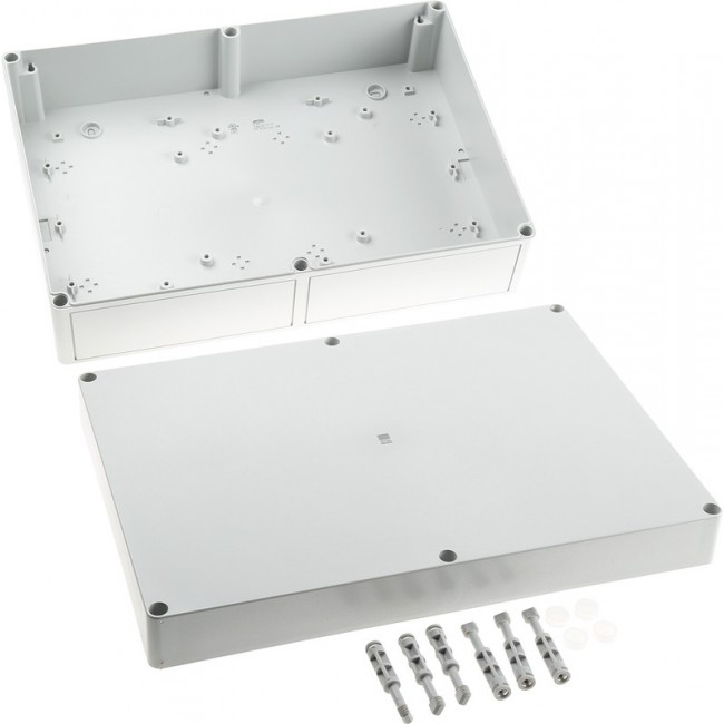 9523000, PK Series Grey Polycarbonate Enclosure, IP66, IK08, Flanged, Grey Lid, 254 x 360 x 111mm