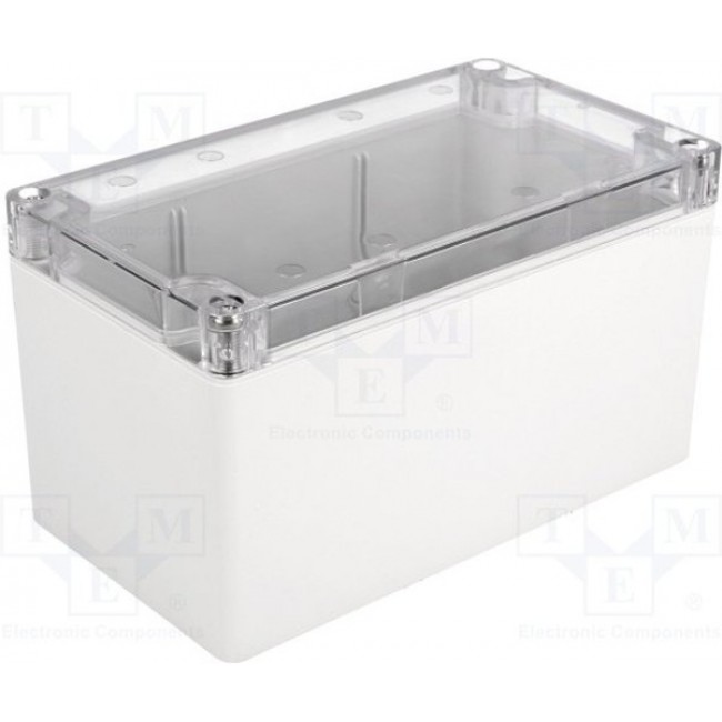 1554K2GYCL, Enclosures, Boxes, & Cases General Enclosure - Grey/Clear Lid - 6.3 x 3.5 x 3.5in - Polycarbonate - N4X