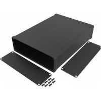 1455T2201BK, Enclosures, Boxes, & Cases MetalEndPanel, Black 8.66 x 2.03 x 6.50"