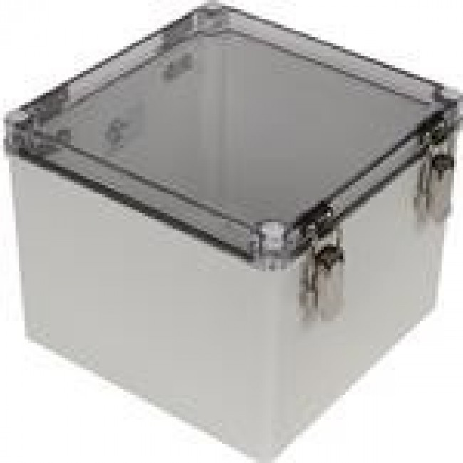 PTH-22510-C, Electrical Enclosures PC+10% Fiberglass Box, Self-Locking Latch and Clear Cover (7.9 X 7.9 X 6.3 In)