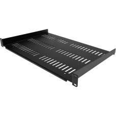 SHELF-1U-12-FIXED-V, Metal, Steel Shelf 19.000" L x 12.000" W x 1.700" H (482.60mm x 304.80mm x 43.18mm) Black