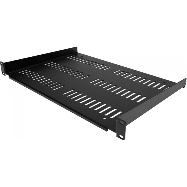 SHELF-1U-12-FIXED-V, Metal, Steel Shelf 19.000" L x 12.000" W x 1.700" H (482.60mm x 304.80mm x 43.18mm) Black