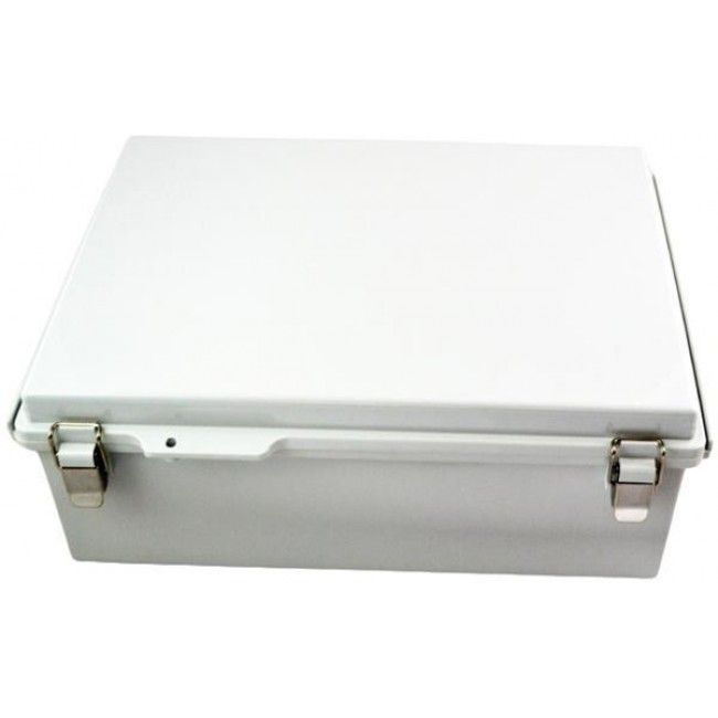 PTQ-11068, Electrical Enclosures PC+10% Fiberglass Box with Stainless Steel Latch (15.8 X 11.8 X 5.9 In)