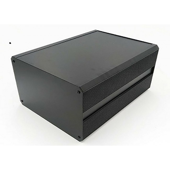 Black Extruded Aluminium Heat Sink Case, IP40, Black Lid, 300 x 200 x 175mm