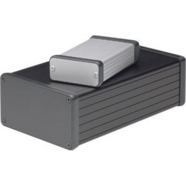 1455L2201BK, 1455 Series Black Aluminium Enclosure, IP54, Black Lid, 220 x 103 x 30.5mm