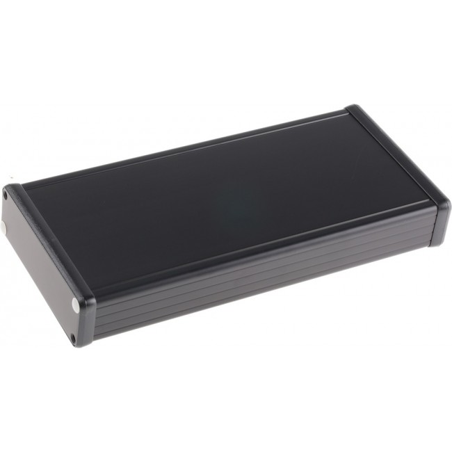 1455L2201BK, 1455 Series Black Aluminium Enclosure, IP54, Black Lid, 220 x 103 x 30.5mm