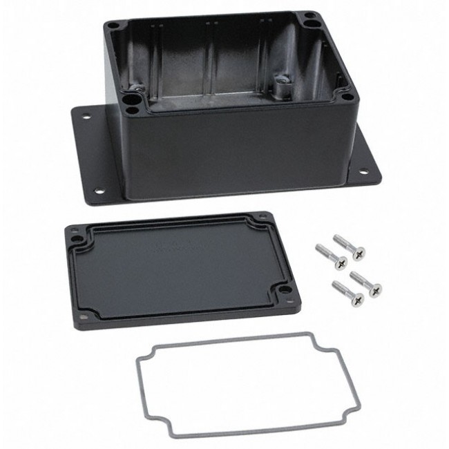 AN-2804-AB, Electrical Enclosures Aluminum Enclosure with Mounting Flanges Black (4.5 X 3.5 X 2.2 In)