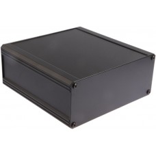 Black Extruded Aluminium Heat Sink Case, IP40, Black Lid, 200 x 200 x 86mm