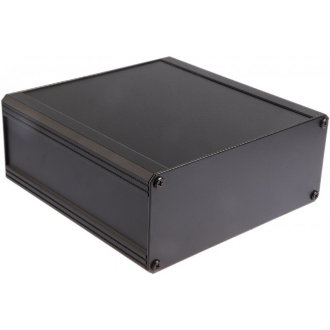 Black Extruded Aluminium Heat Sink Case, IP40, Black Lid, 200 x 200 x 86mm