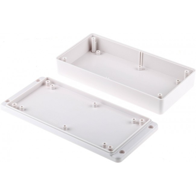 White ABS Enclosure, IP40, Flanged, White Lid, 190 x 86 x 35mm