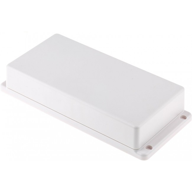 White ABS Enclosure, IP40, Flanged, White Lid, 190 x 86 x 35mm