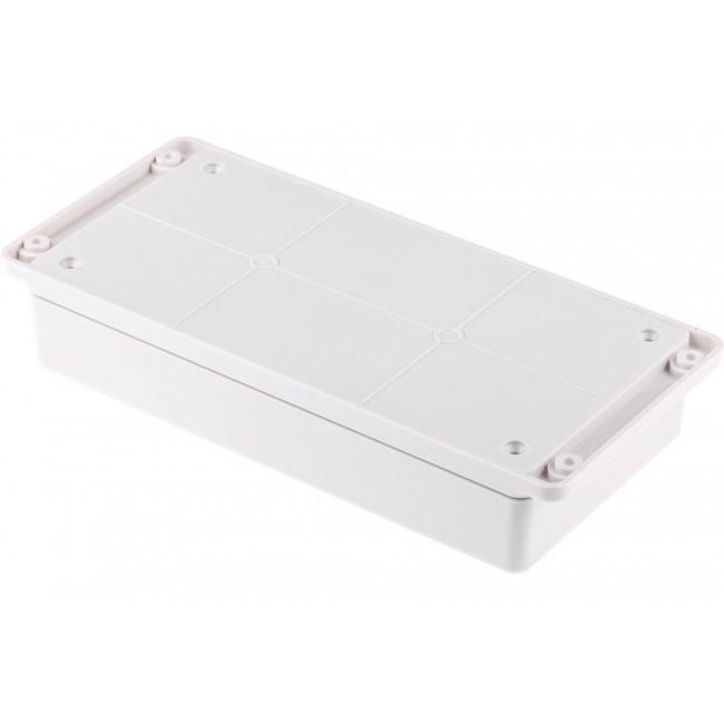 White ABS Enclosure, IP40, Flanged, White Lid, 190 x 86 x 35mm