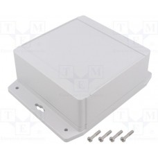 1555Q2F42GY, 1555F Series Grey Polycarbonate Enclosure, IP66, IP68, Flanged, Grey Lid, 140 x 140 x 62mm