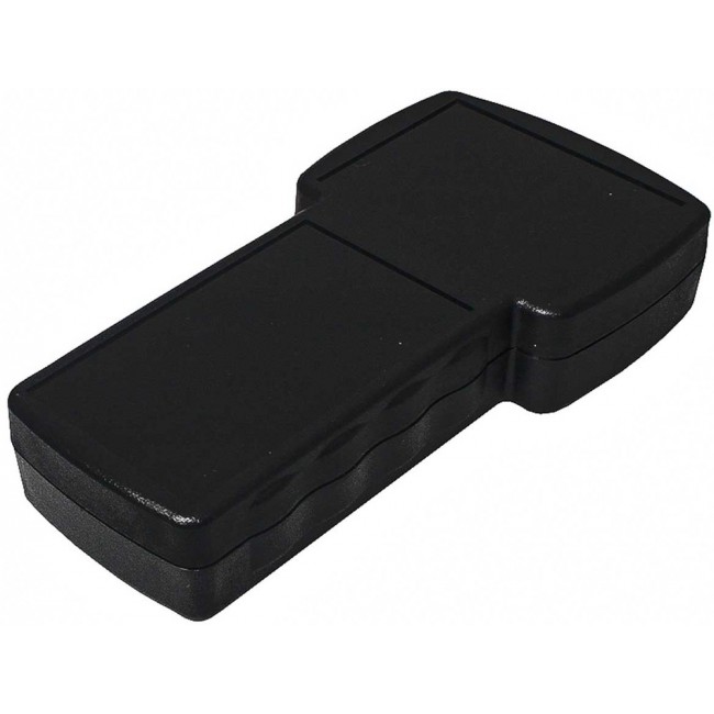 Black ABS Hand Held Enclosure, Integral Battery Compartment, Display Window, IP54, 210 x 110 x 41mm