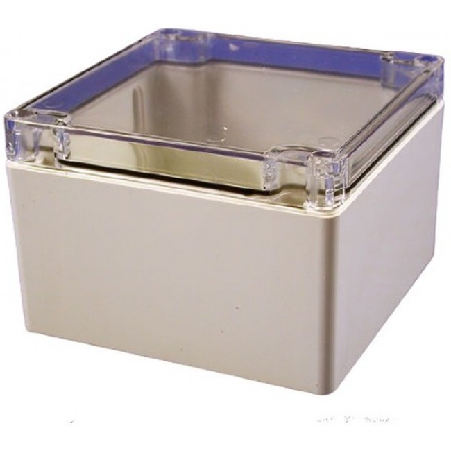 1554P2GYCL, 1554 Series Polycarbonate Enclosure, IP68, Clear Lid, 4.7 x 4.7 x 3.15in