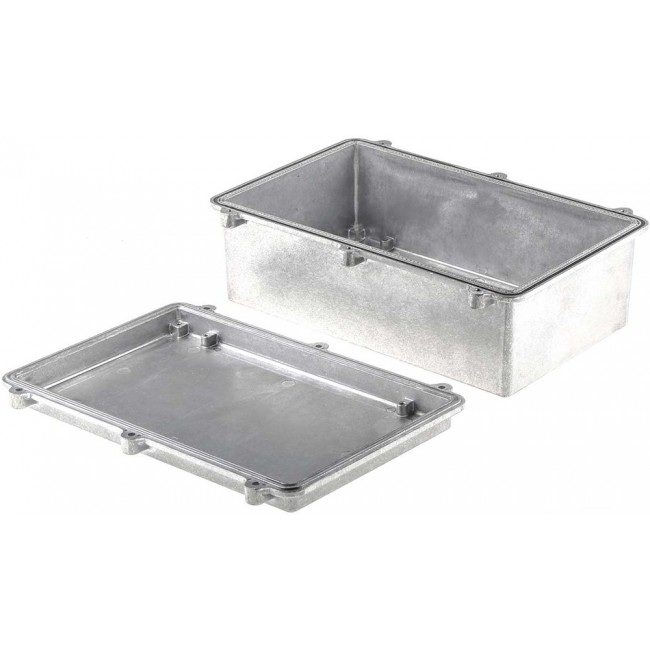 Silver Die Cast Aluminium Enclosure, IP67, Silver Lid, 274 x 173 x 100mm