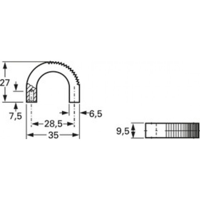 Handle, angled, PA, (L x W x H) 35 x 10 x 27 mm, black, 3210.1003