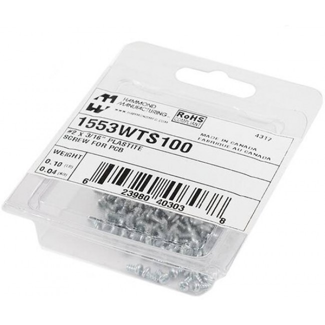 1553WTS100, Enclosures, Boxes, & Cases #2x3/16 PCB SCREWS 1.5x2.5x.75IN 100 PK