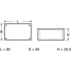 Die-cast aluminum enclosure, (L x W x H) 85 x 56 x 35 mm, blue (RAL 5020), P/1.10 BLAU