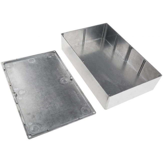 Silver Die Cast Aluminium Enclosure, Silver Lid, 275 x 175 x 65.5mm