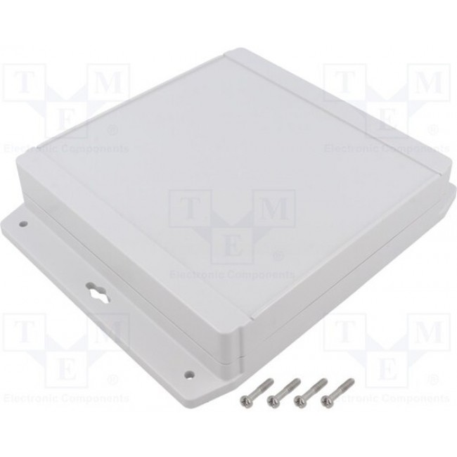 1555W2F17GY, 1555F Series Grey Polycarbonate Enclosure, IP66, IP68, Flanged, Grey Lid, 180 x 180 x 40mm